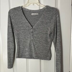 Abercrombie and Fitch Y2K woman’s henley top long sleeve heather gray 4 button M
